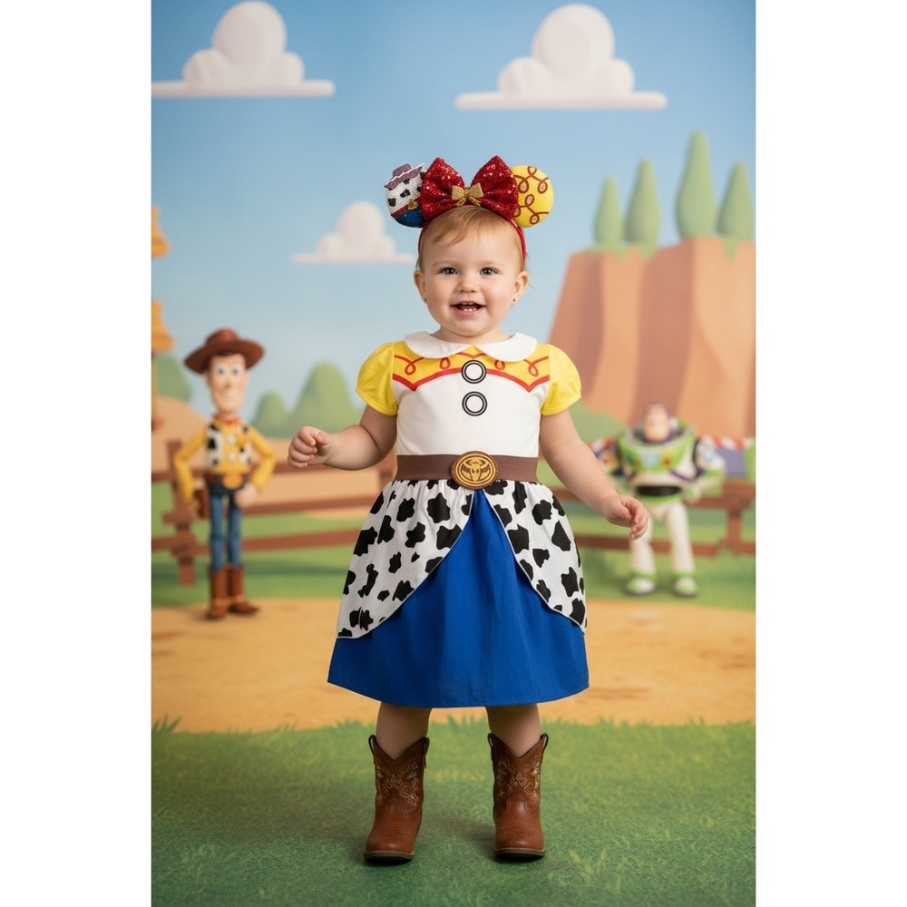 NEW Disney Toy Story Jessie Dress & Disney‎ Ears Cowgirl Outfit 6-12 Months
